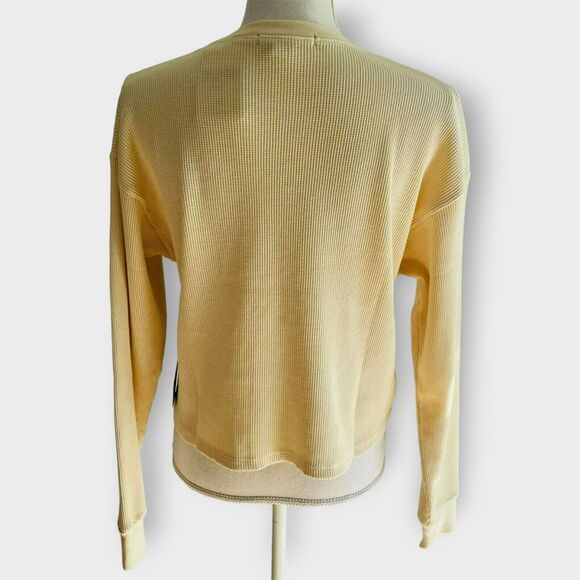 Forever 21 Ribbed Free Spirit Graphic Top Waffle Knit Taupe Faded Retro Size L - Picture 6 of 8